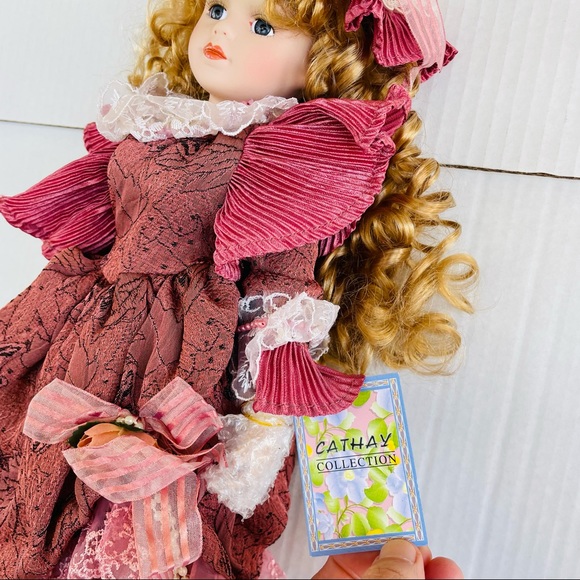 Cathay Collection Antique Porcelain Doll in Box Brand New with Stand 15” - Picture 7 of 13